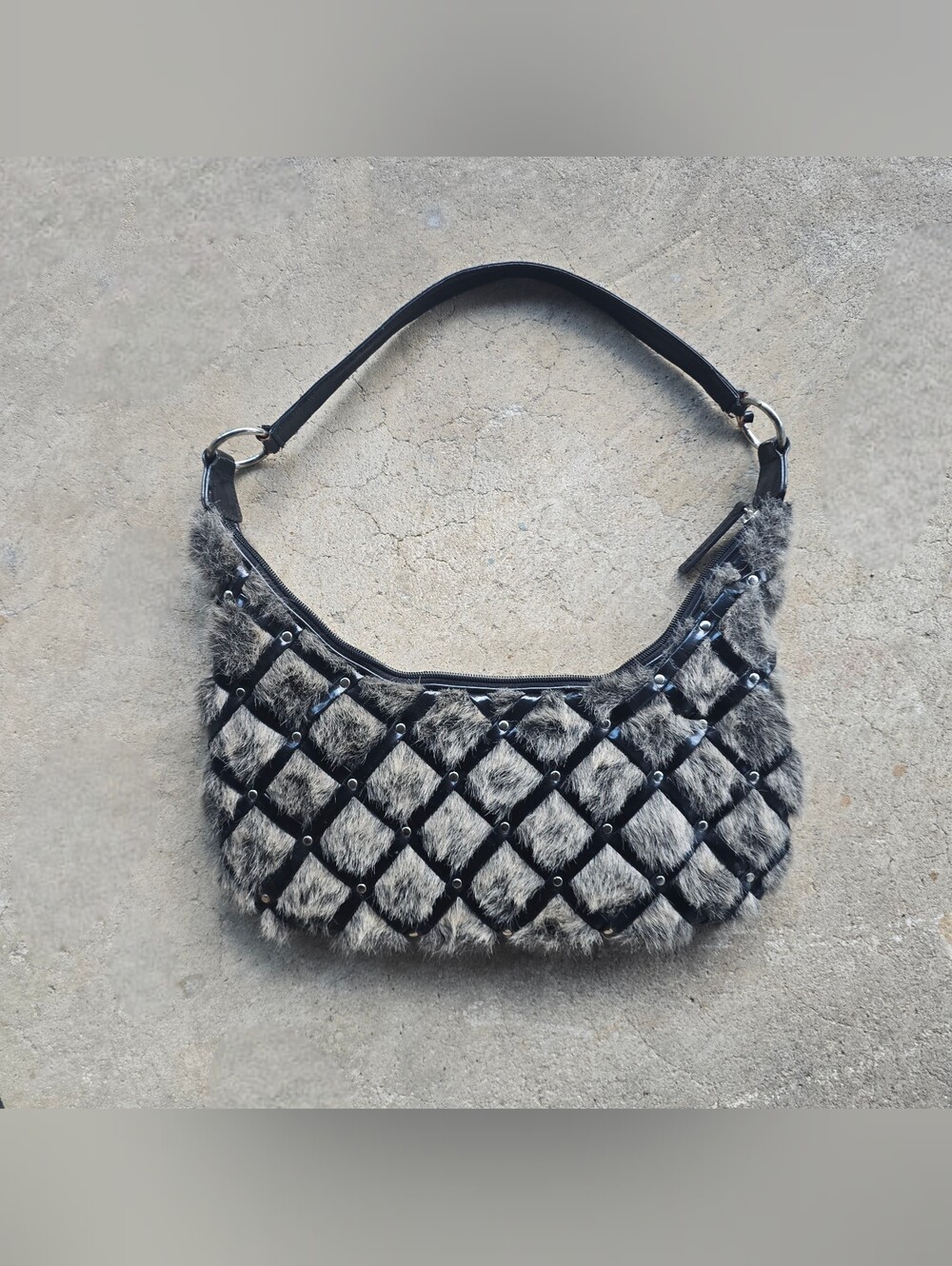 vtg y2k Punk Faux Fur Grunge Goth Handbag